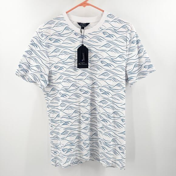 Ben Sherman Other - Ben Sherman Shirt Men's Size Small NWT Short Sleeve T-Shirt White Blue Wave